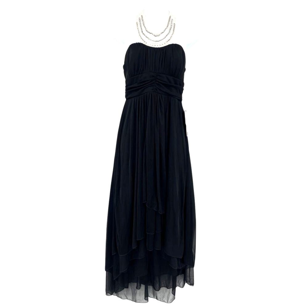 Ruby Rox Y2K Pearl Collar Chiffon Dress Med Whimsigoth Gatsby Halter Prom Black